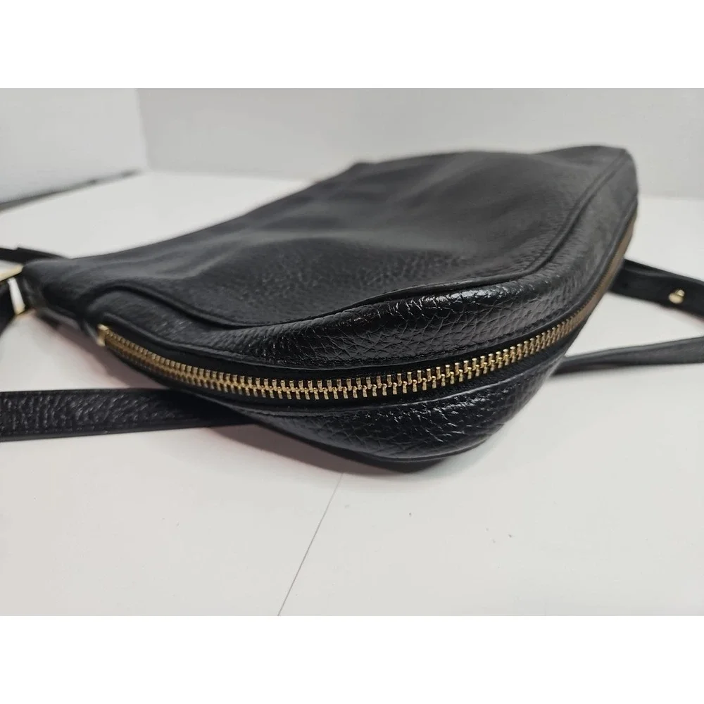 Halogen Black Pebbled Thick Leather Adjustable Crossbody Shoulder Bag Tassel (F)